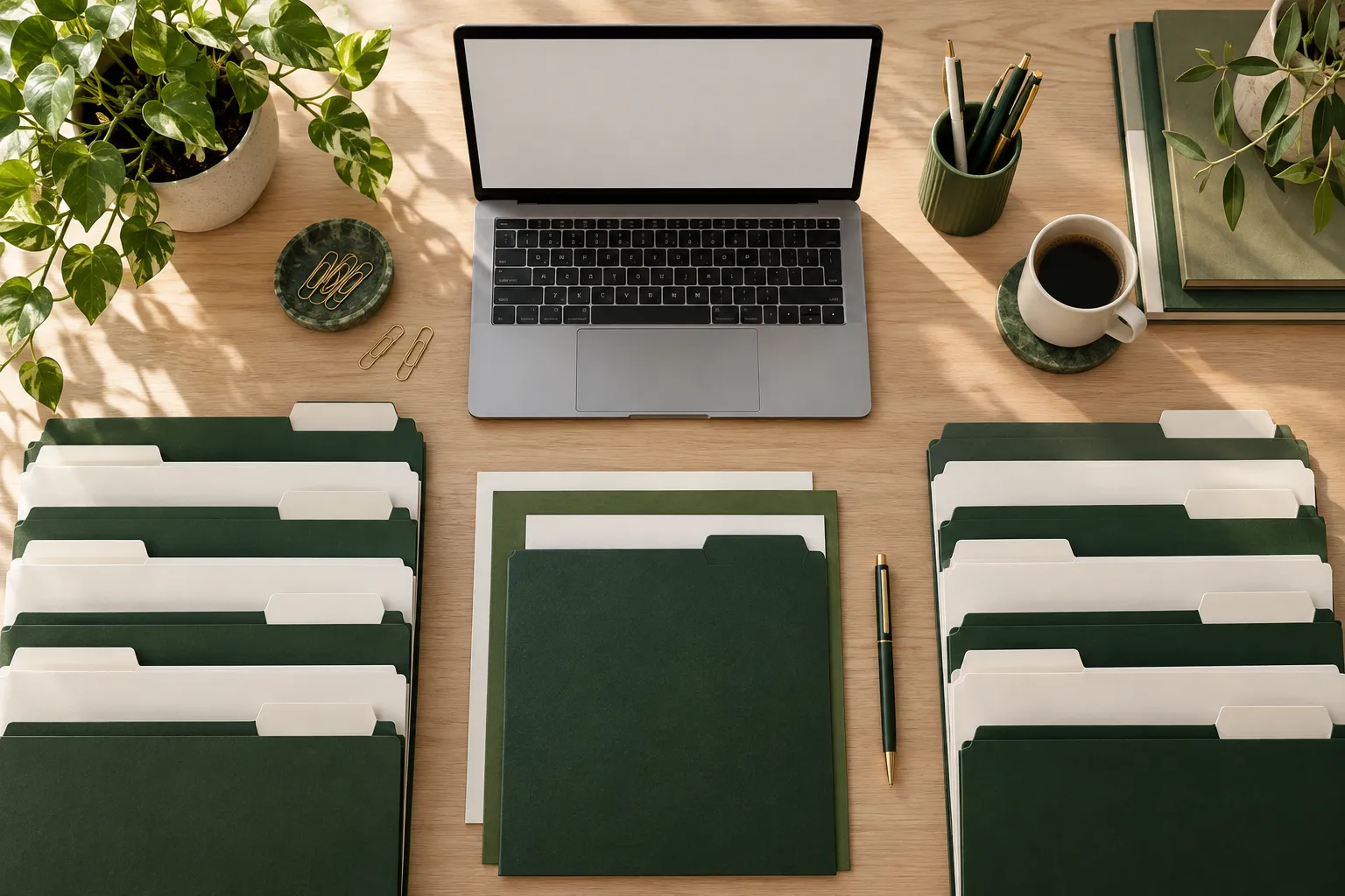 Organized loan file folders on a desk
